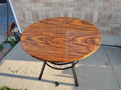 Glossy Wood Grain Round Gamers Table Fancy Hyper Fantasy