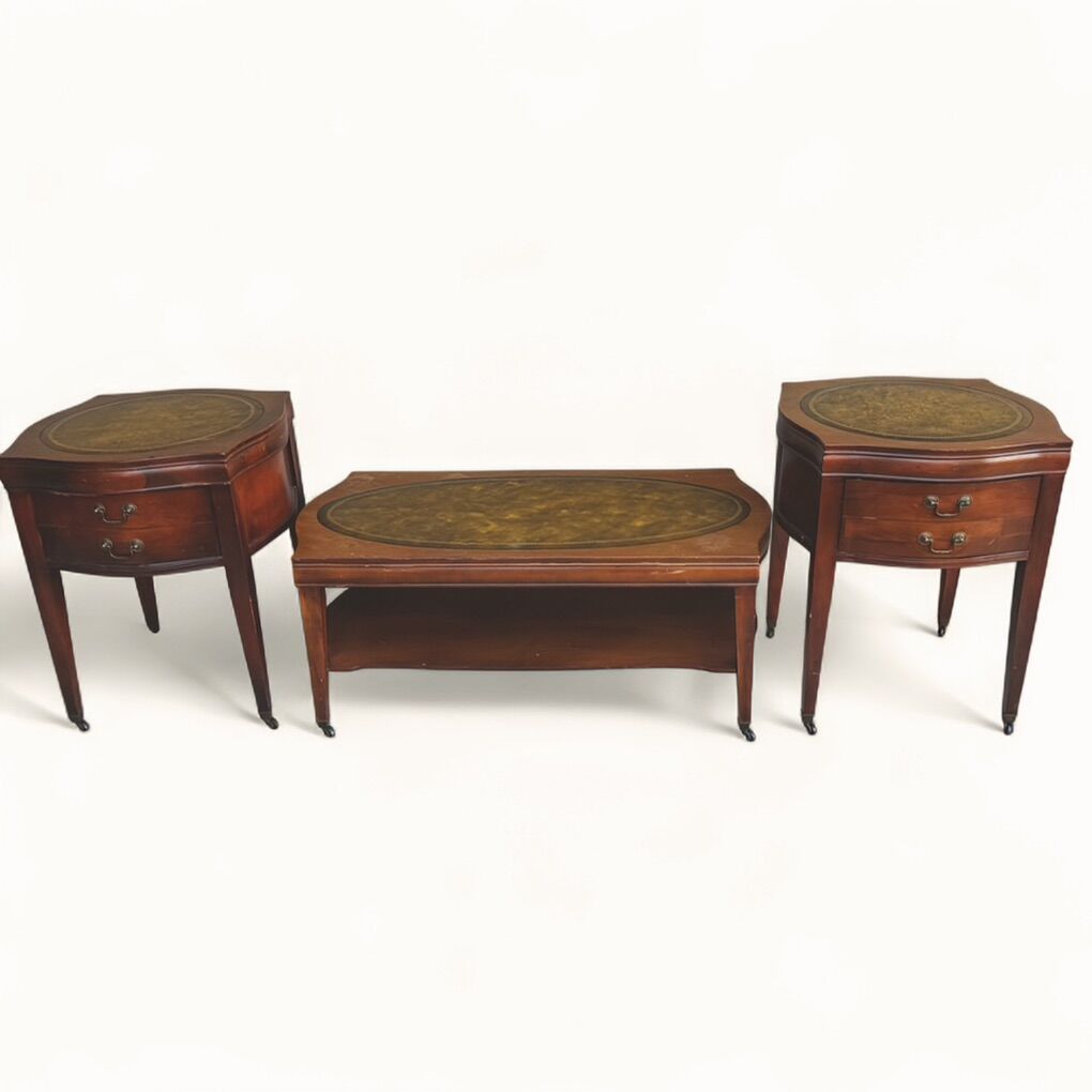 Mid Century Regency Mahogany Coffee Table Set