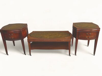 Mid Century Regency Mahogany Coffee Table Set