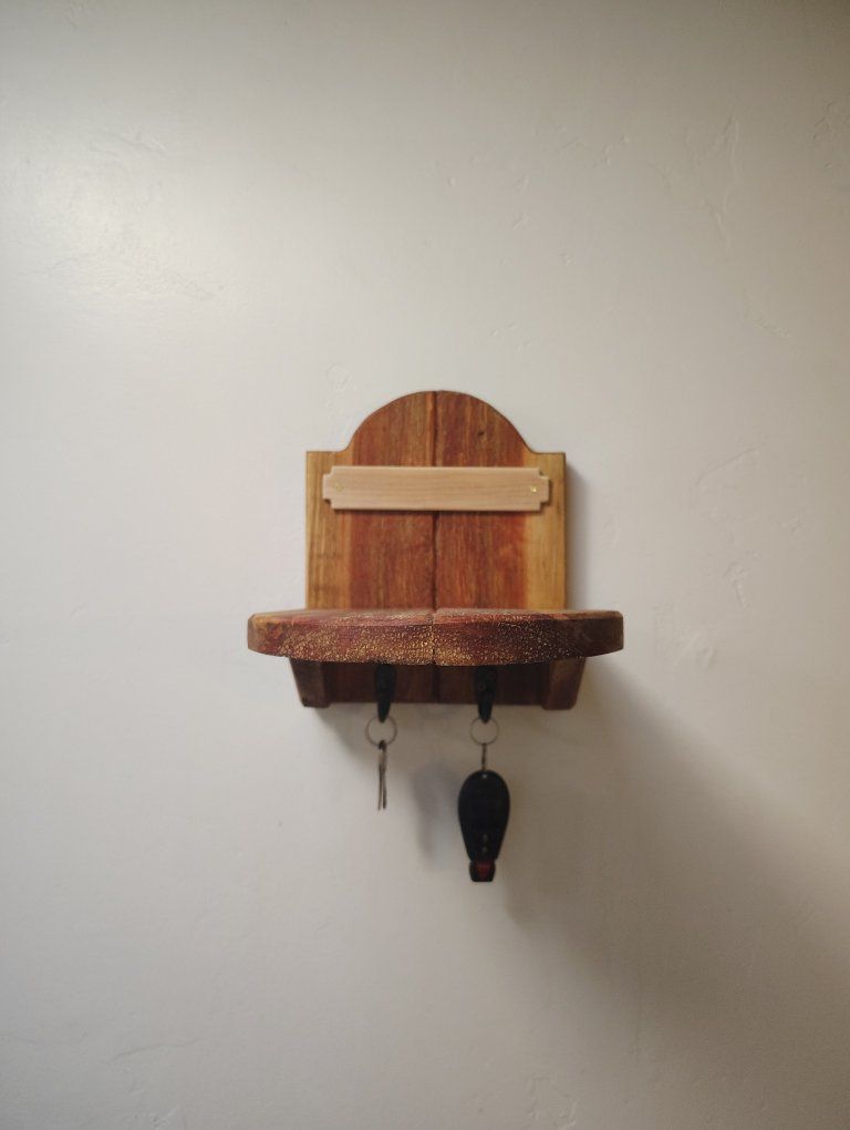 Personalized Wooden Hat Holder with Key & Belt Organizer | Rustic Wall Mounted Hat Shelf | Custom Hat Rack | Father's Day Gift