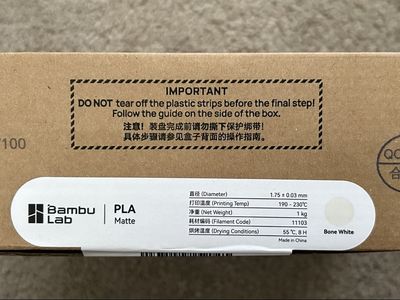 Bambu Lab Bone White PLA Matte 3D Printer Filament