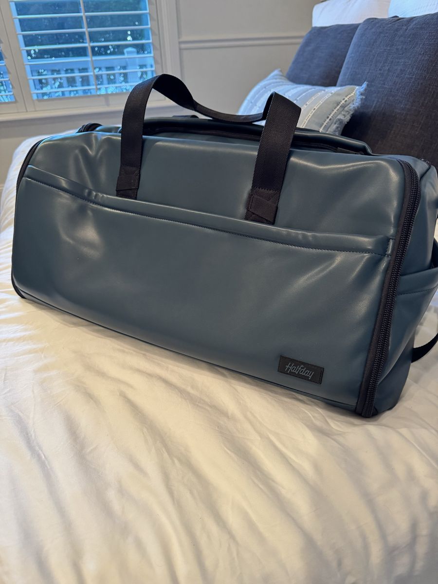 Halfday 45L Travel Duffel (Leather, Blue) - Brand New