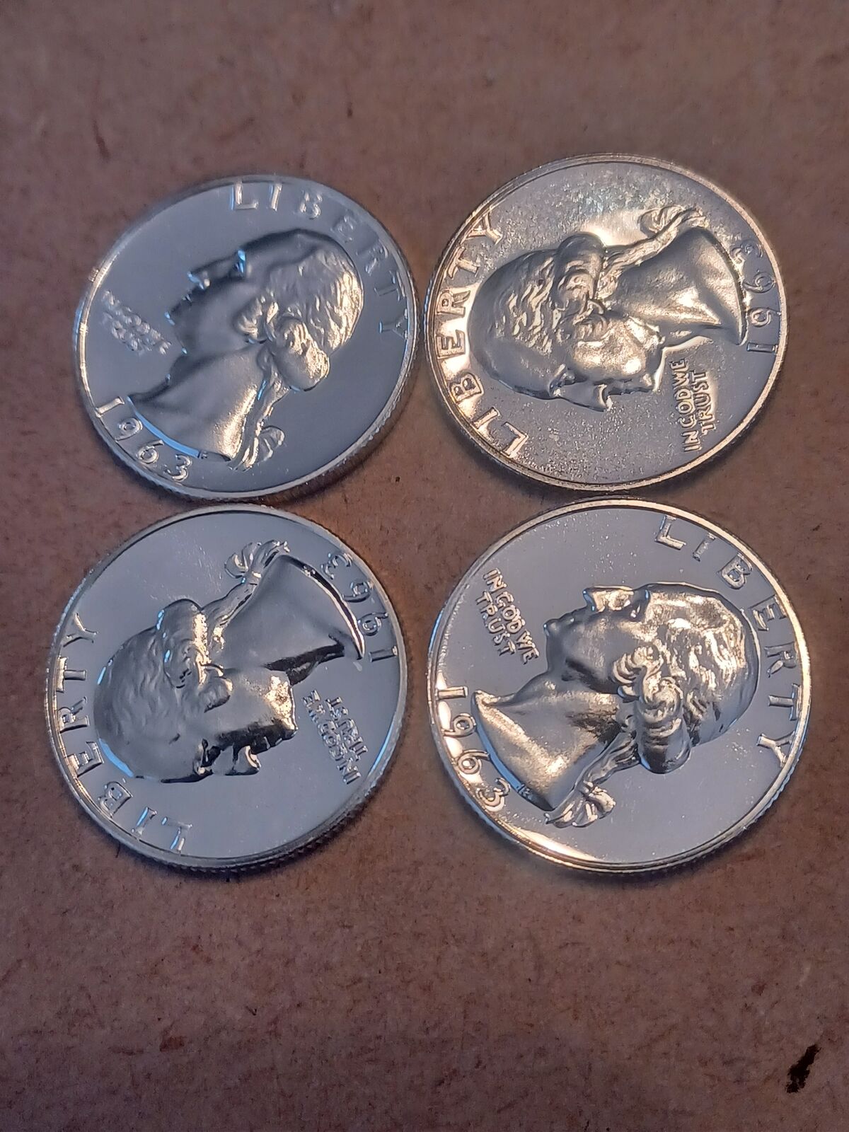 1963 Brilliant uncirculated quarters