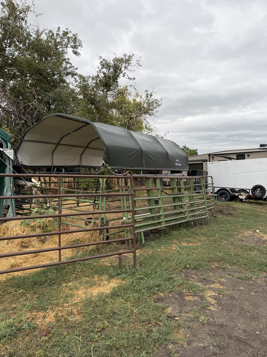 For sale.  Shelter logic horse shelter and/or misc. fence panels.