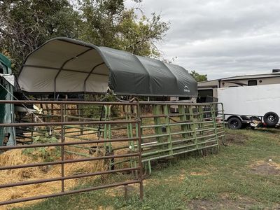 For sale. Shelter logic horse shelter and/or misc. fence panels.