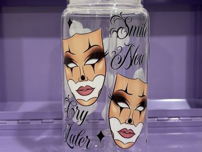Smile Now Cry Later Dice Heart plastic Tumbler with Straw.