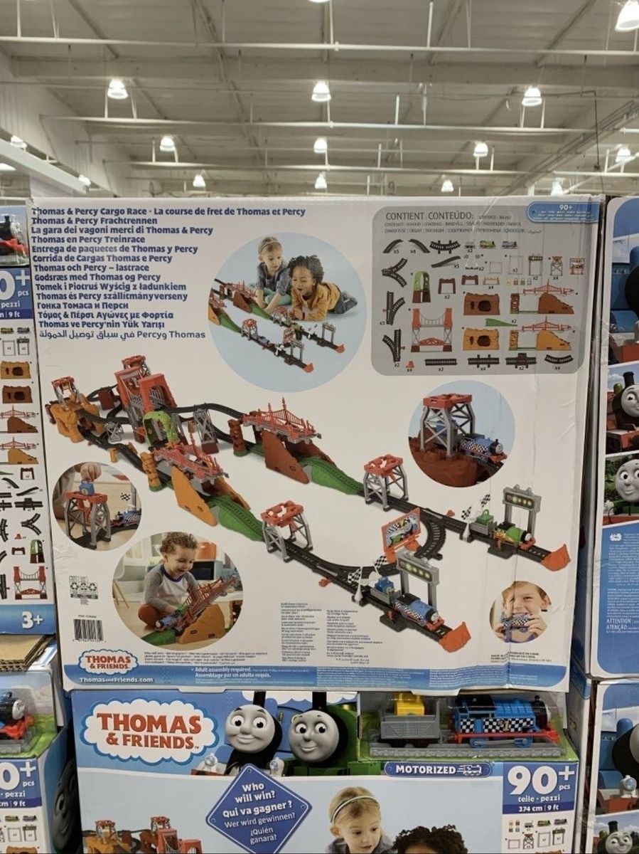 Thomas & Friends Thomas & Percy Motorized Cargo Race Train Set - 90+ Pieces, 9ft Track