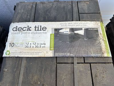 175 Deck Tile Interlocking Patio Tiles - 12x12 in,