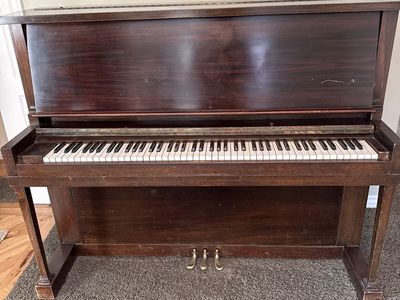 Used Upright Piano - Dark Wood Finish, 3 Pedals - Classic Musical Instrument
