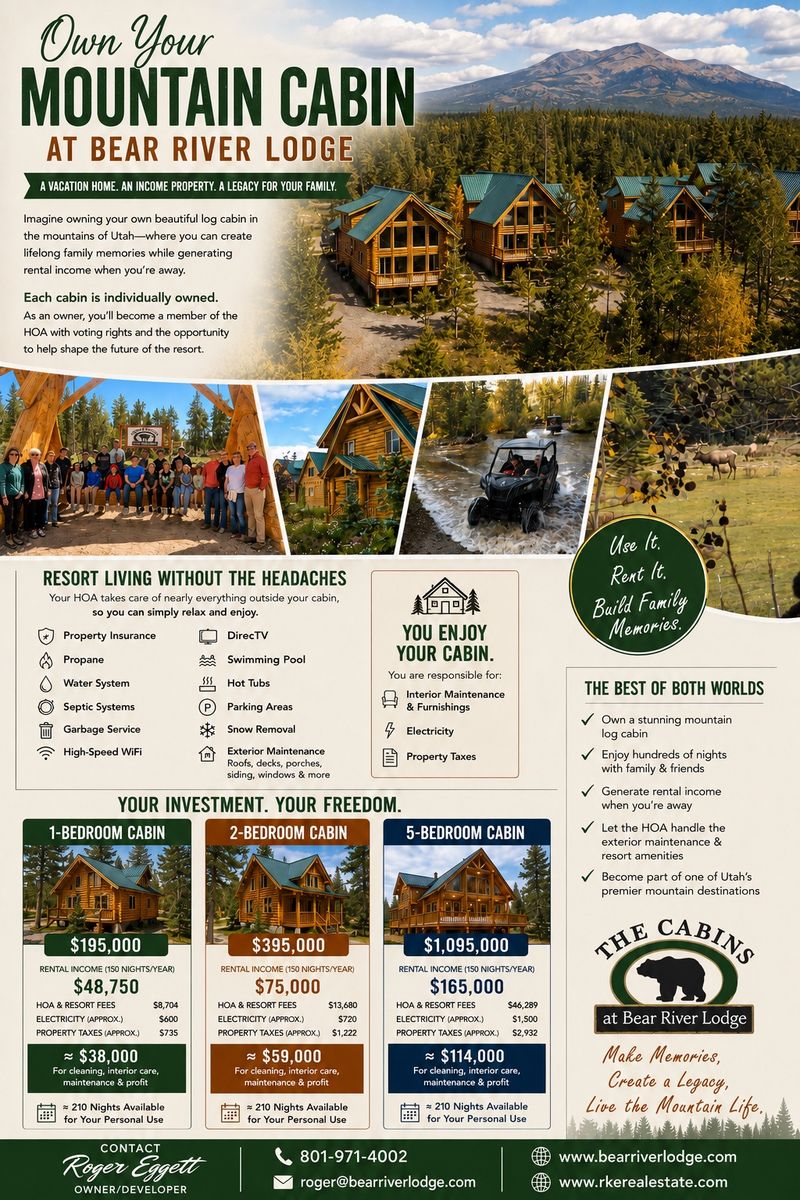Bear River Lodge Mountain Cabin for Sale: 1-Bedroom, Income Property, Legacy Home