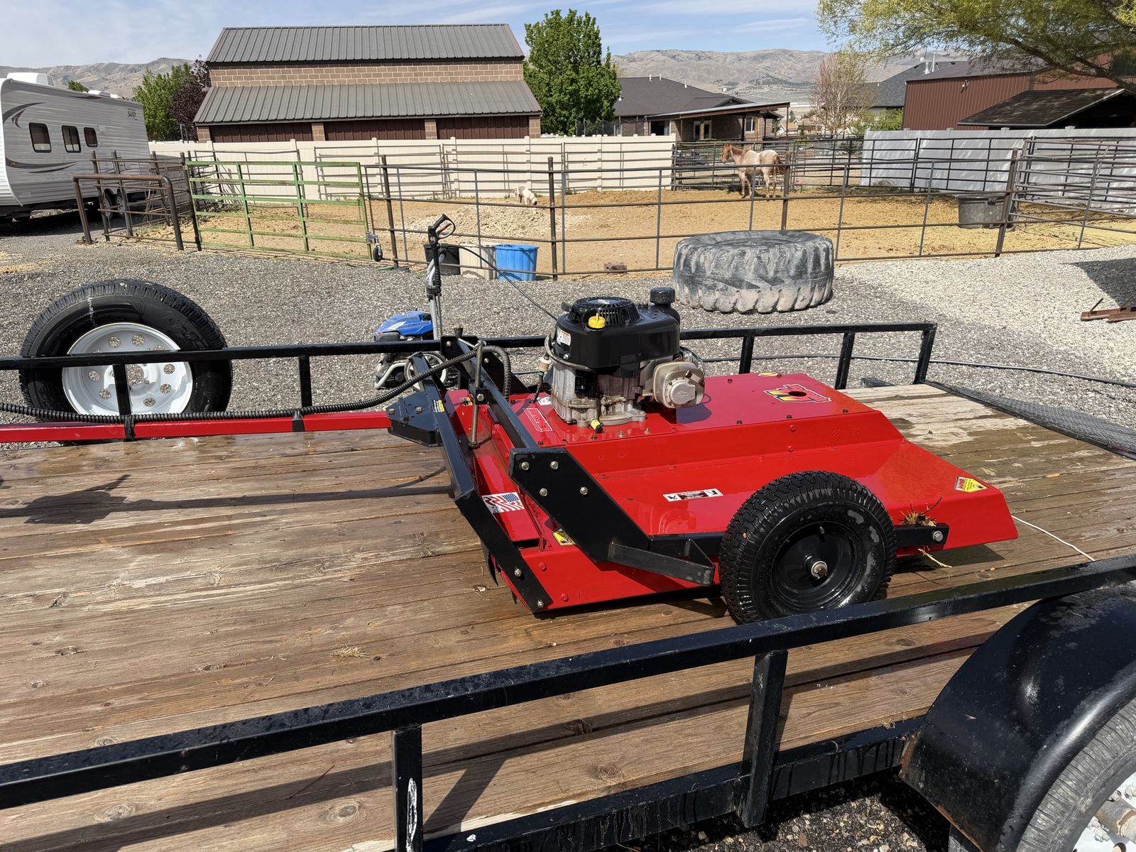 Red Field & Brush Mower, Pull-Behind, Gas Engine - Excellent Condition for Tough Landscaping