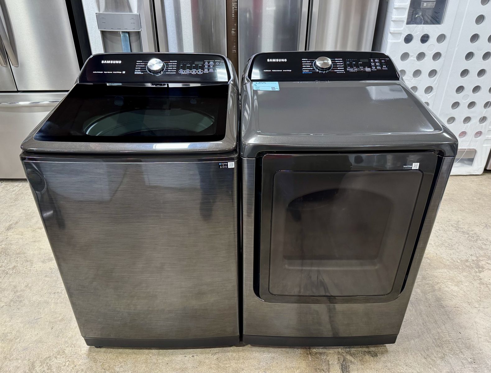SAMSUNG TOP LOAD WASHER AND DRYER WITH ONE YEAR WARRANTY