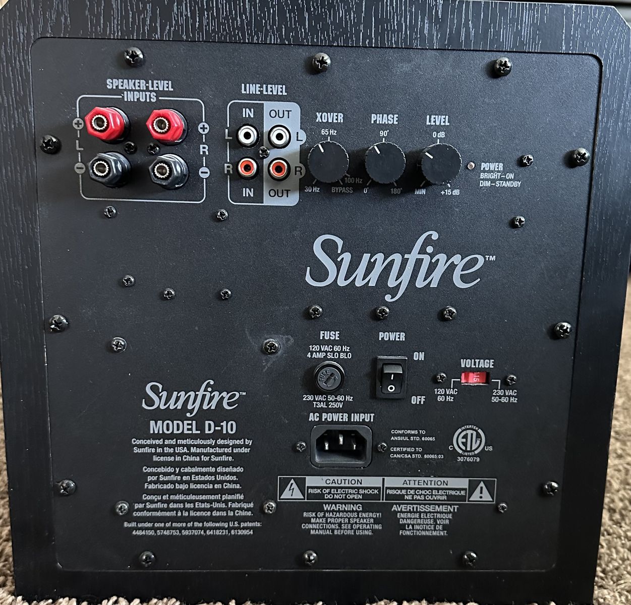 Sunfire D-10 Subwoofer Non-Working