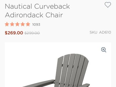 POLYWOOD Nautical Curveback Adirondack Chair - SKU AD610, Gray