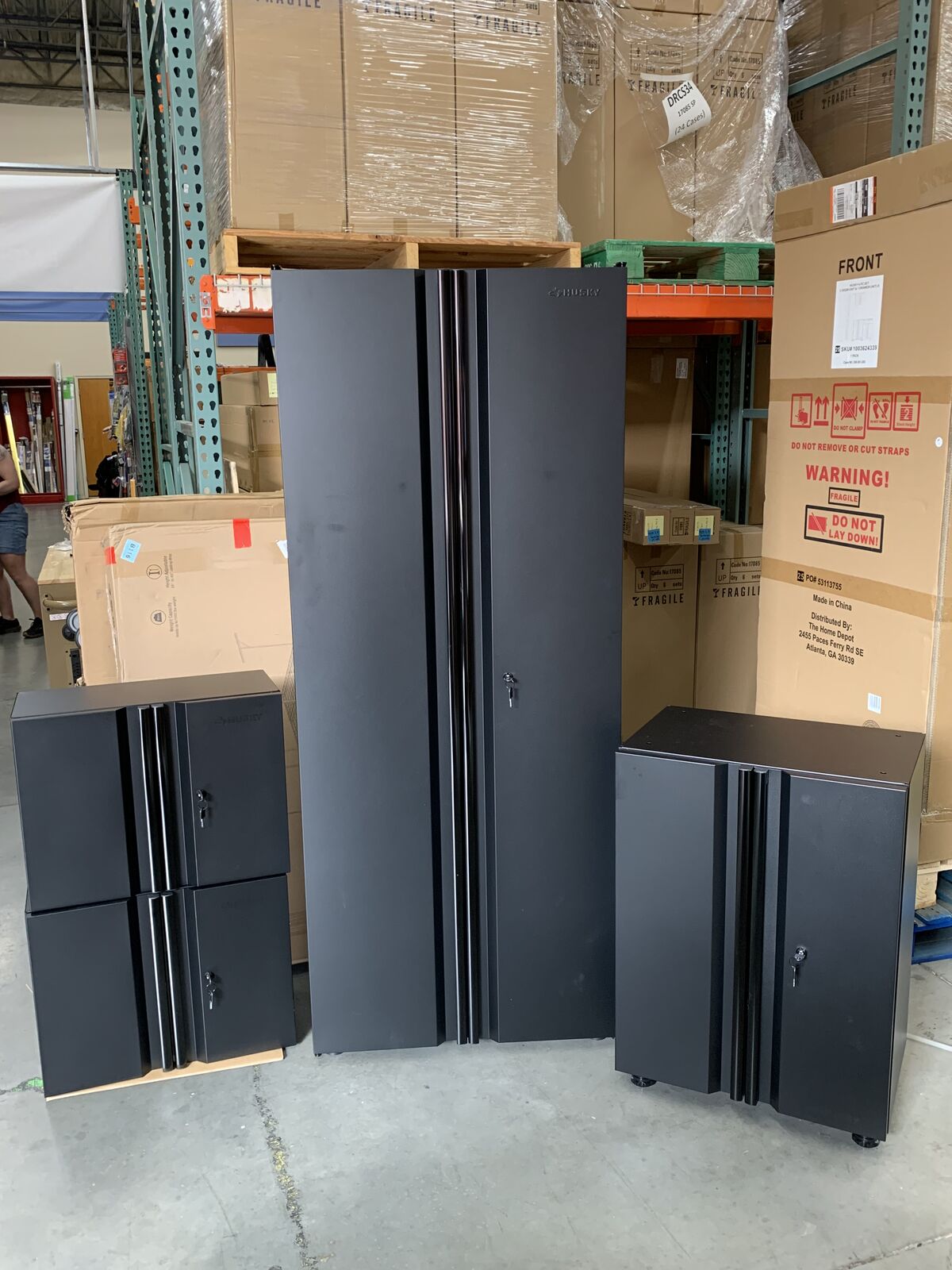 Husky 4-Piece Regular Duty Welded Steel Garage Storage System in Black