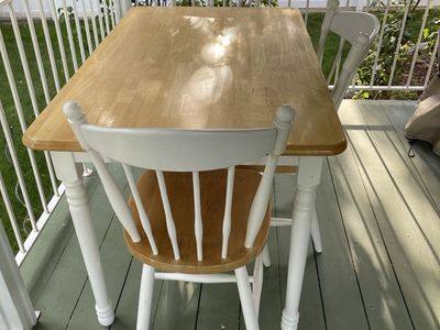 Wooden Dining Table Set with White and Natural Wood Finish - Includes Chairs