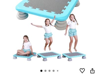 TM-554 25 Inch Mini Trampoline for Kids Sensory Bouncing Board Blue