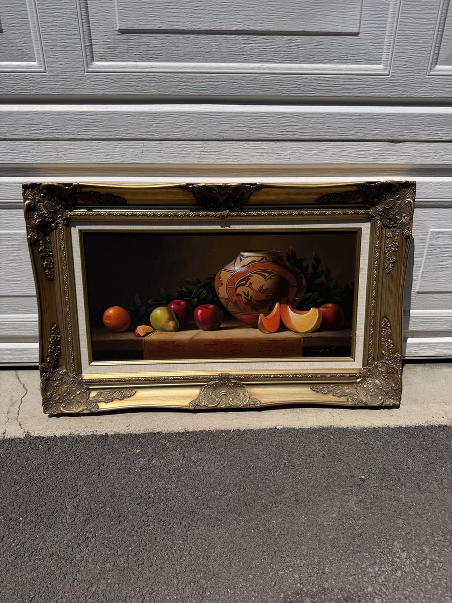 Original Oil Painting on Canvas – Southwestern Stillt Life – Custom Framed