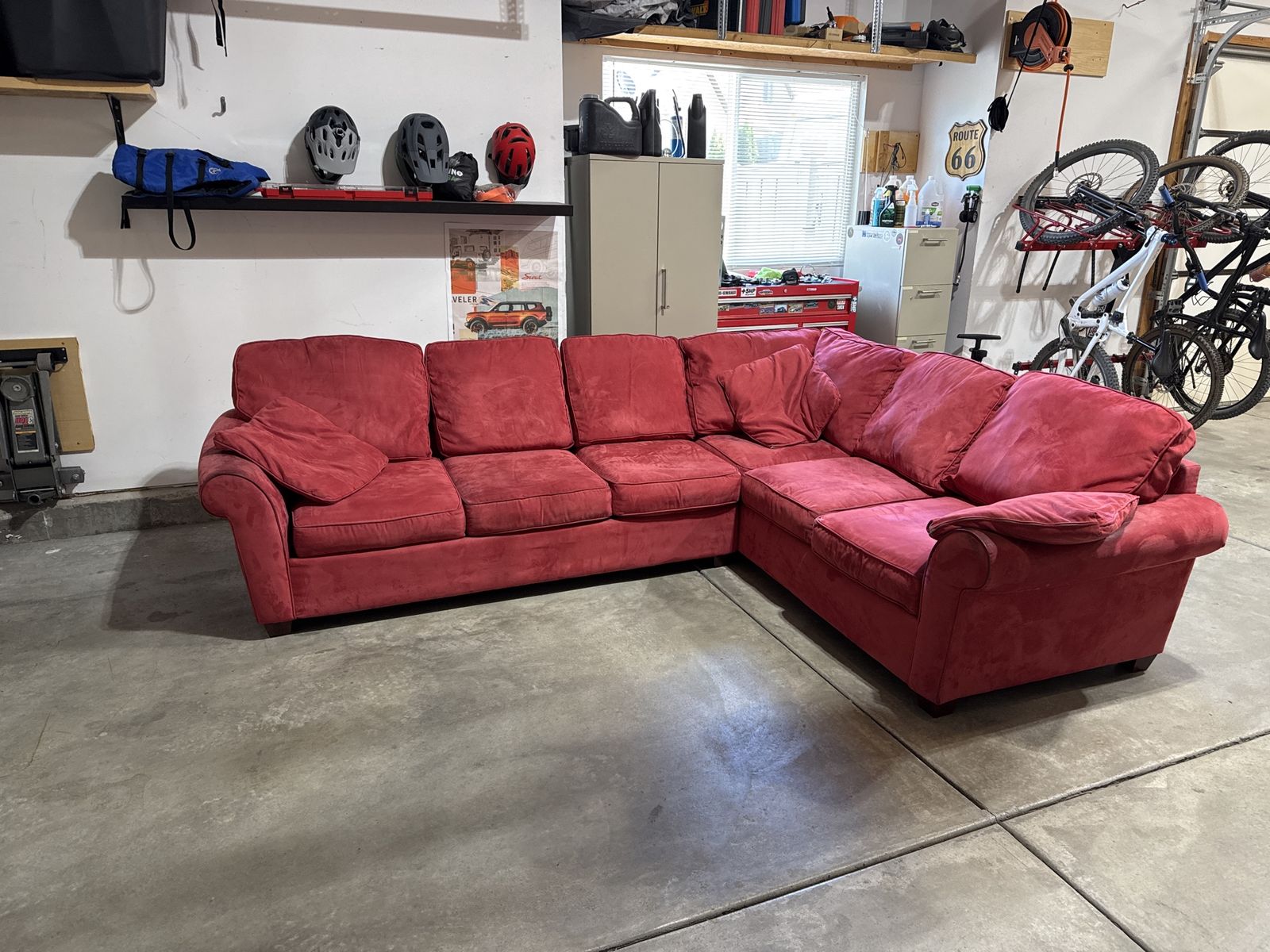 Red Microfiber Sectional