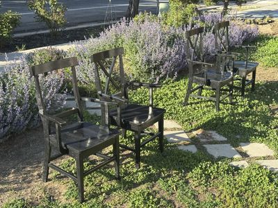 Set of 4 Black Wood Pottery Barn Dining Chairs