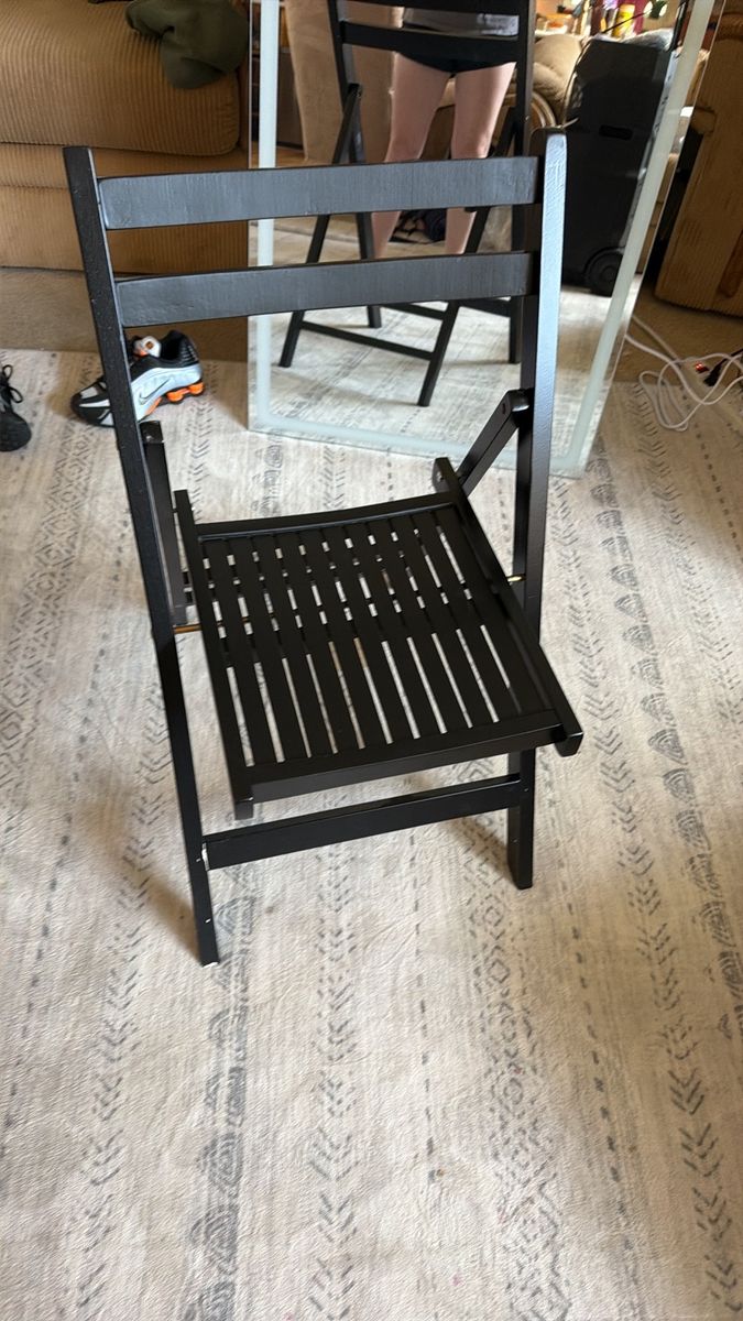 4 Black Wooden Folding Chair, Portable Seating
