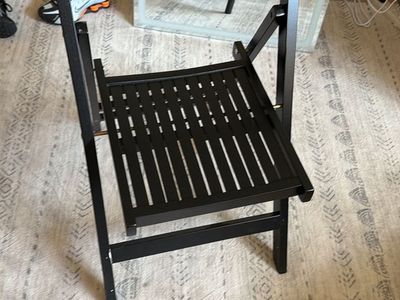 4 Black Wooden Folding Chair, Portable Seating