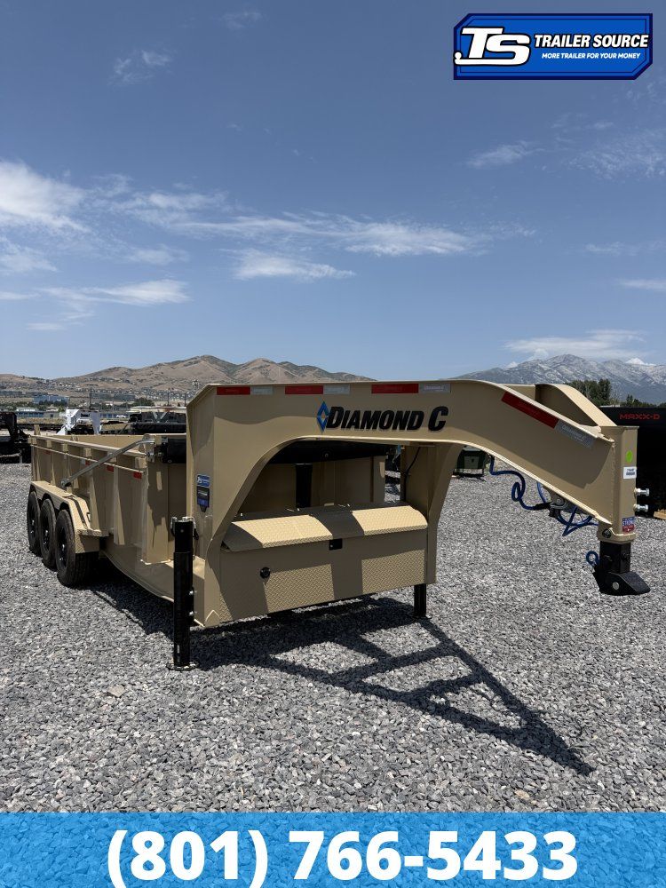 7x16 Diamond C LPT-GN 307 Gooseneck Dump Trailer - 32" Sides - 24K GVWR - 14 Ply Tires, ABS Brakes, Board Brackets, Hydraulic