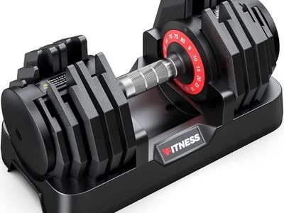 FITNESS 5-80lb Adjustable Dumbbells with 1-Sec Quick Adjust and Safety Lock System, Single