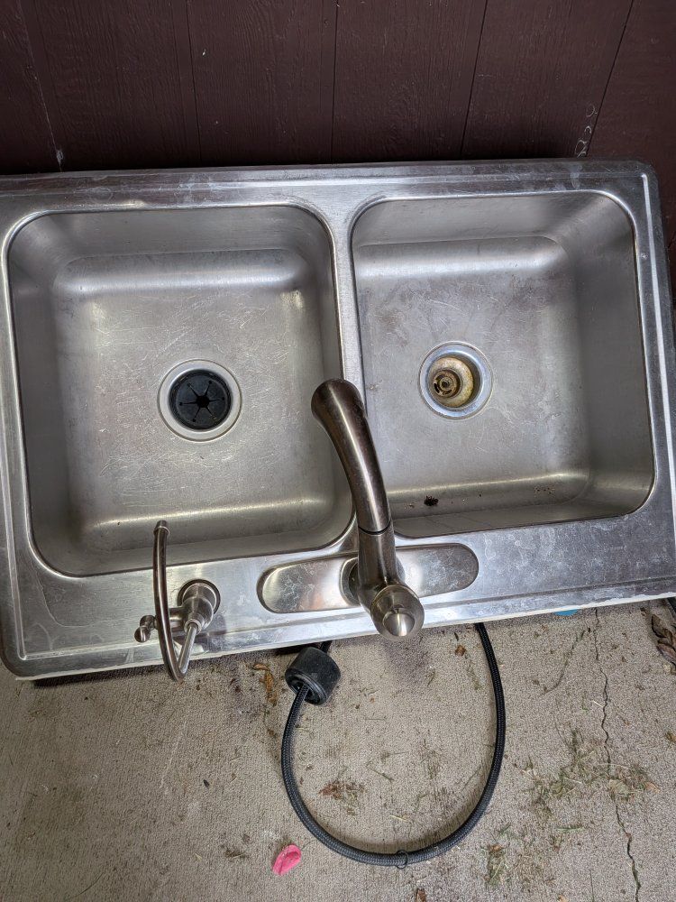 Stainless Steel Double Bowl Drop-In Kitchen Sink with Faucet