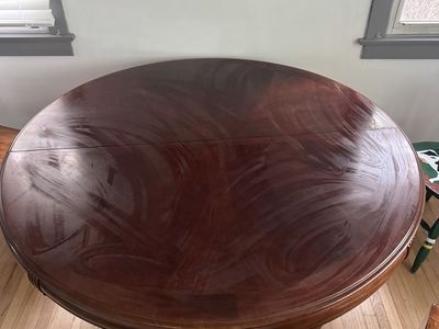 Round Wood Table with Removable Leaf
