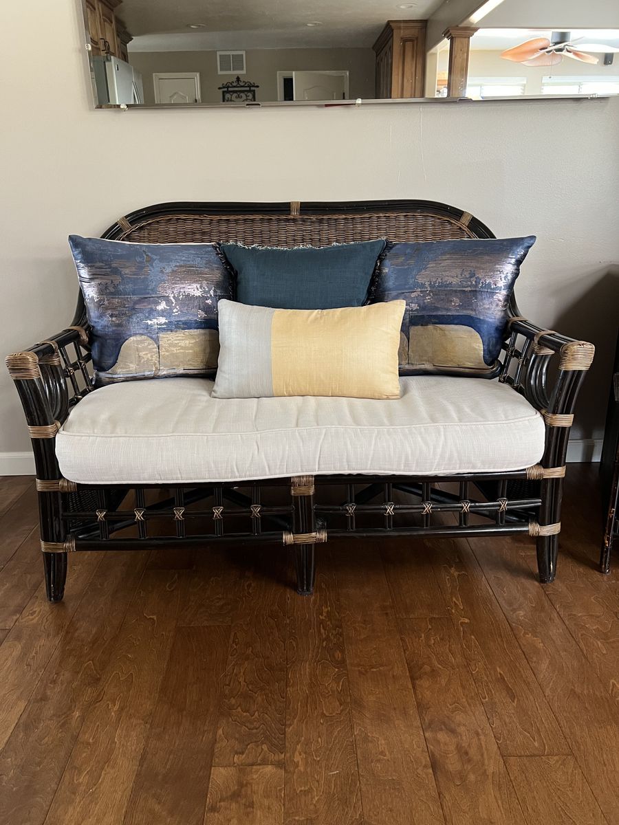 Rattan Wicker Love Seat and Side Table