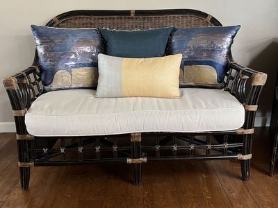 Rattan Wicker Love Seat and Side Table