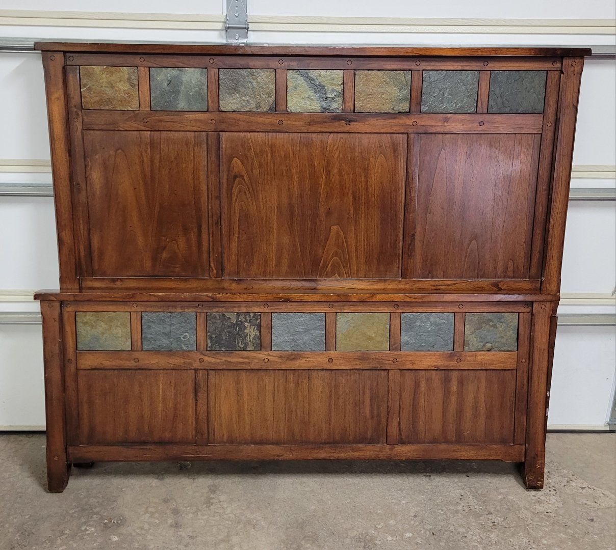 Sunny Designs Queen Headboard & Footboard with Slate Inlay - Rustic Wood Furniture