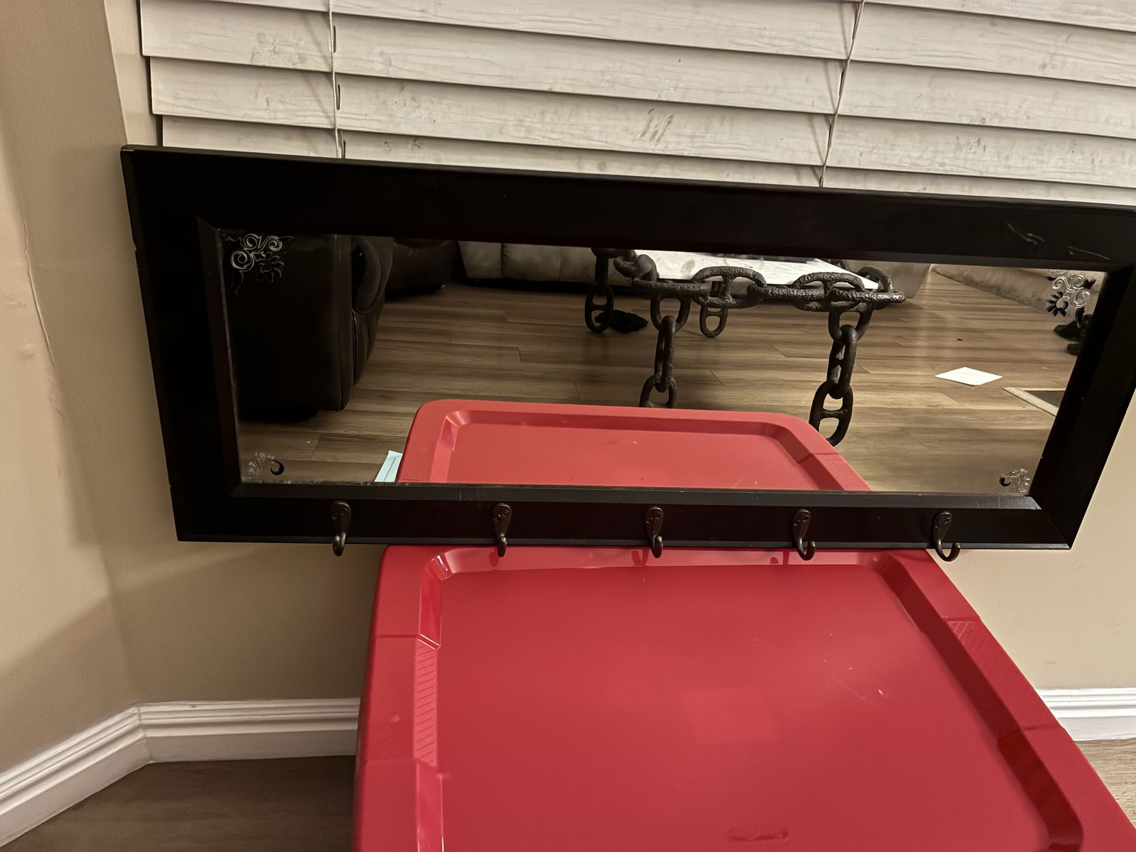 Wall Mirror with Hooks