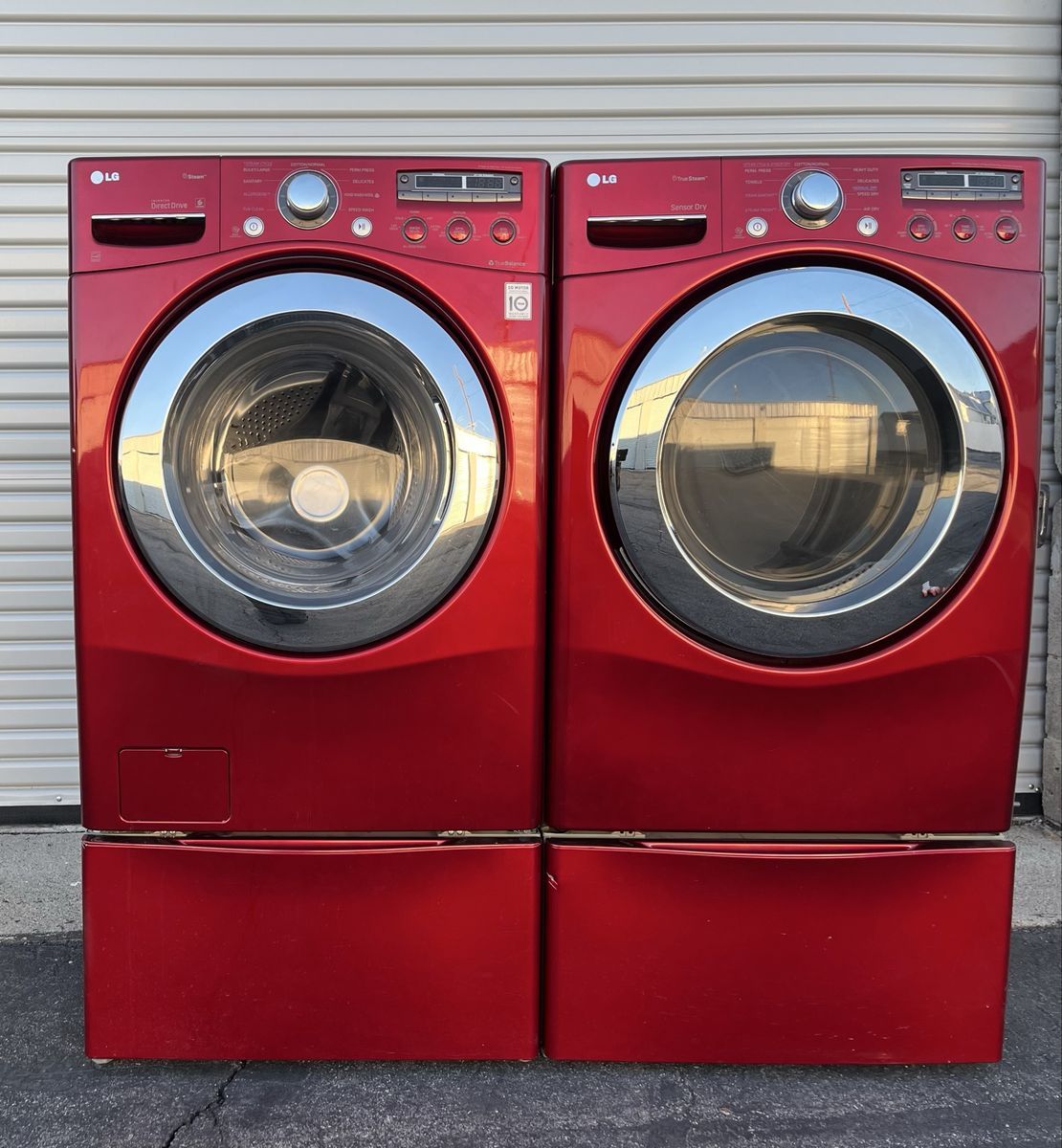 LG Washer & Electric Dryer With Wrinkle Control And Pedestals, Free Delivery.
