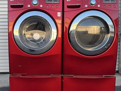 LG Washer & Electric Dryer With Wrinkle Control And Pedestals, Free Delivery.