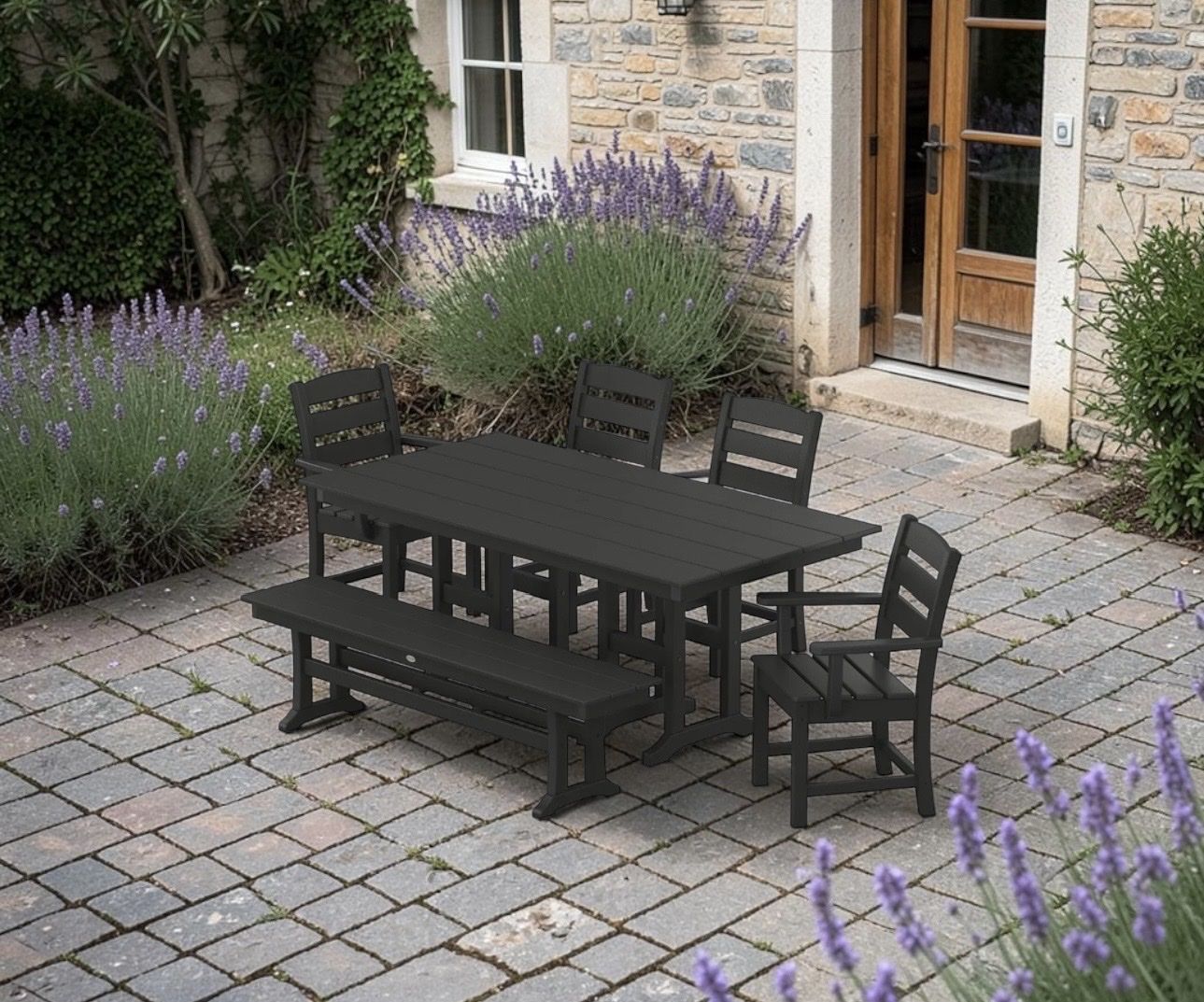 POLYWOOD Gulf Shore Farmhouse 7 Piece Dining Set