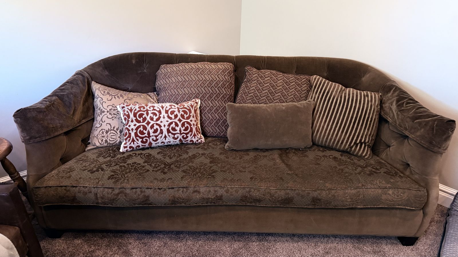 Oversized Deep-Seated Brown Loveseat – Very Comfortabl