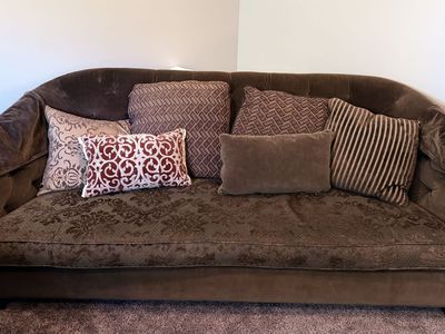Oversized Deep-Seated Brown Loveseat – Very Comfortabl