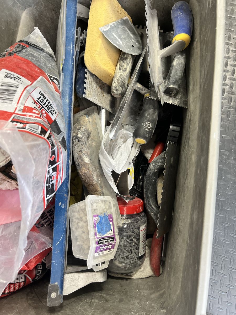 Variety of tile tools and tile cutter