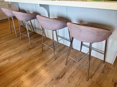 Set of Four Counter Height Fabric Bar Stools
