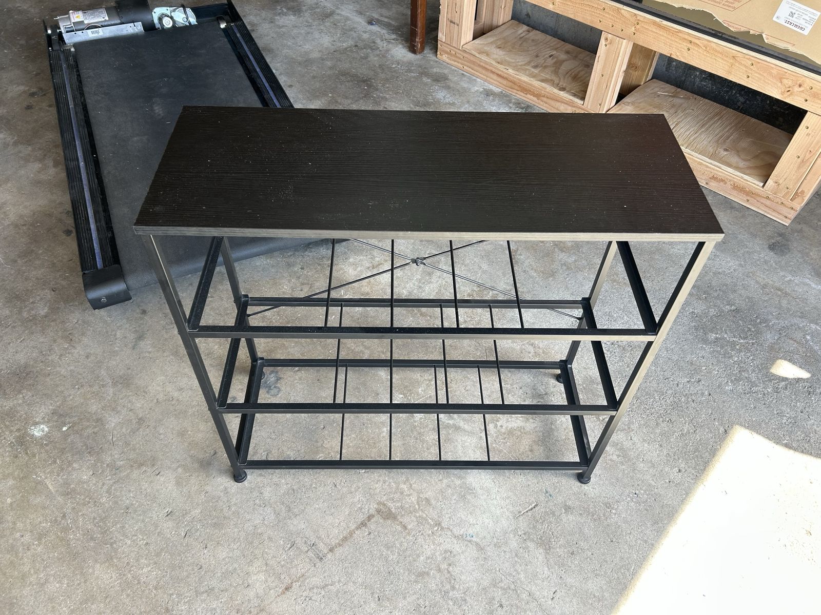Black Wood & Metal 2-Tier Console Table / Entryway Shelf - Modern Industrial Design