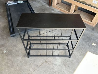 Black Wood & Metal 2-Tier Console Table / Entryway Shelf - Modern Industrial Design