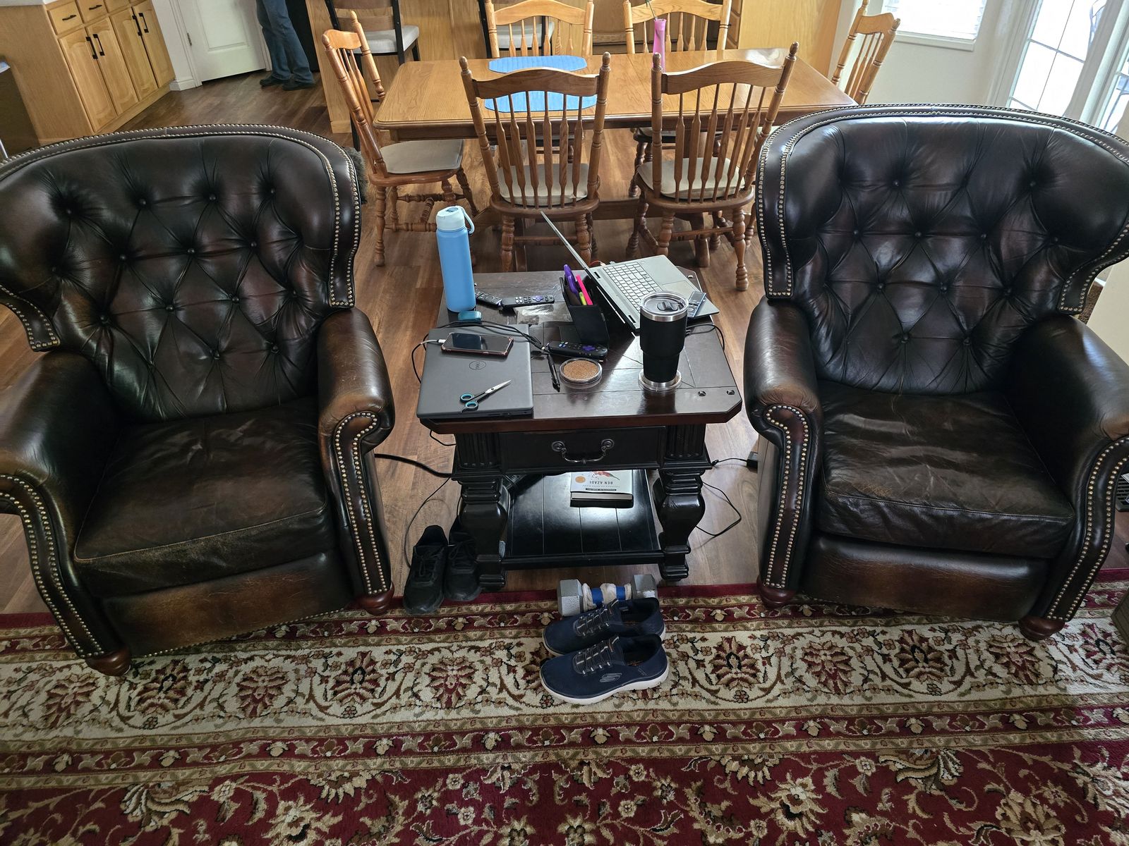 2 Burgandy Leather Recliners