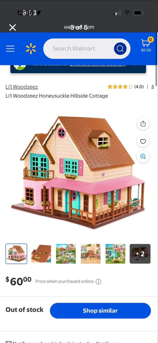 Li'l Woodzeez Honeysuckle Hillside Cottage Dollhouse Playset