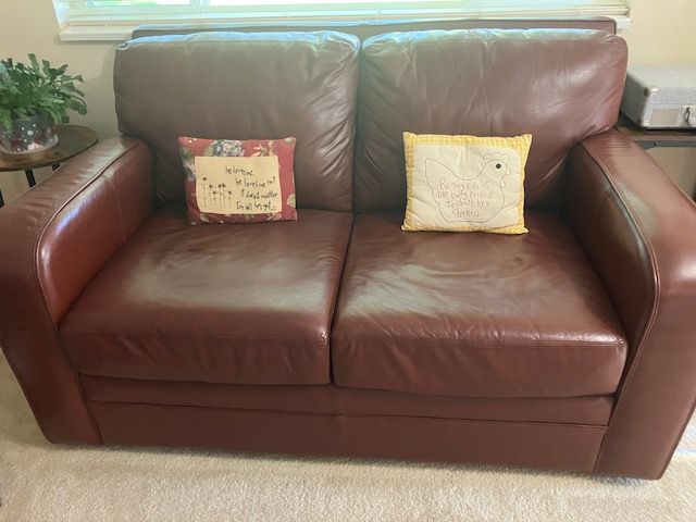 Nice Red Leather Sofa Loveseat