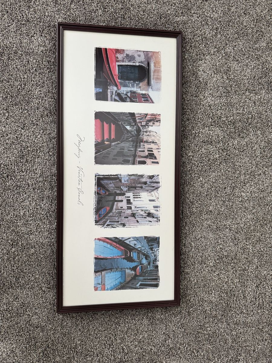 Framed Venice Canal Photo Art Print - Italy Gondola Wall Decor