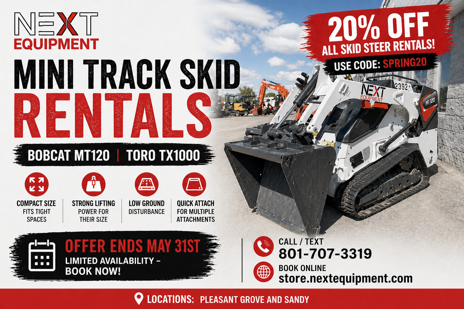 Mini Track Skids For Rent! *SEE DESCRIPTION FOR CURRENT PROMOTIONS*