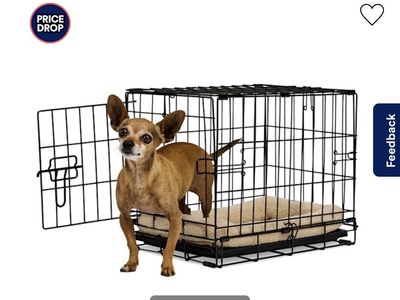 EveryYay 1-Door X-Small Dog Crate - 18"L x 12"W x 14.3"H, Black, Handles, Foldable