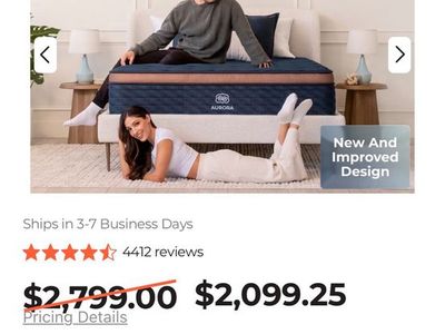 Brooklyn Bedding Aurora Luxe Cooling Mattress - RV King 72"x80"